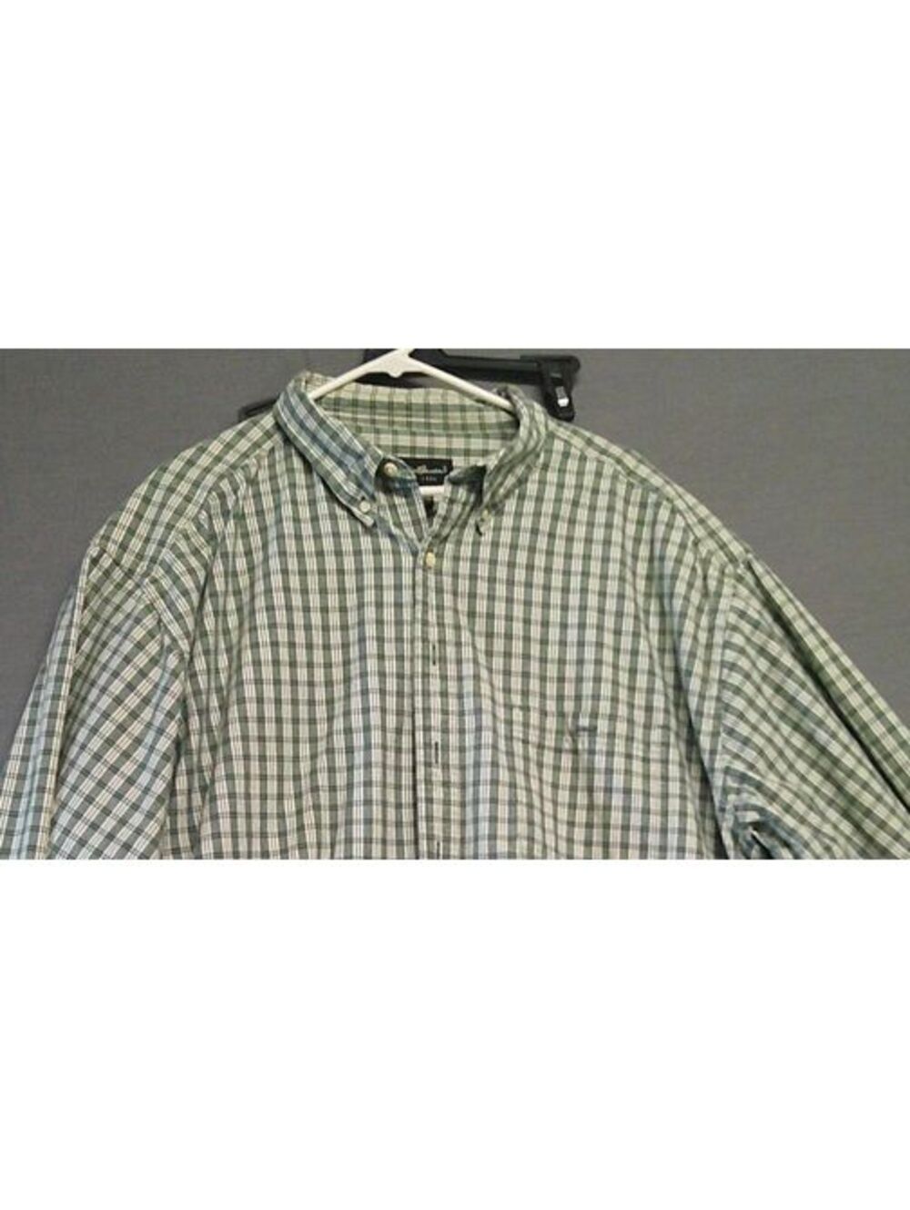 Eddie Bauer Men's Green Plaid Button-Up Shirt Tall XXXL 100%